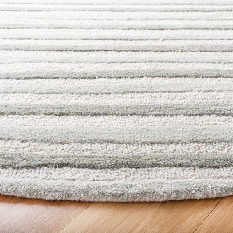 Schmier Martha Stewart Hand Tufted Wool/Viscose Striped Rug in Gray, Rectangle 9' x 12'