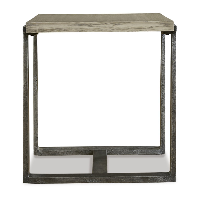Contemporary Dalenville 22" Black and Gray Metal-Trimmed Wood End Table