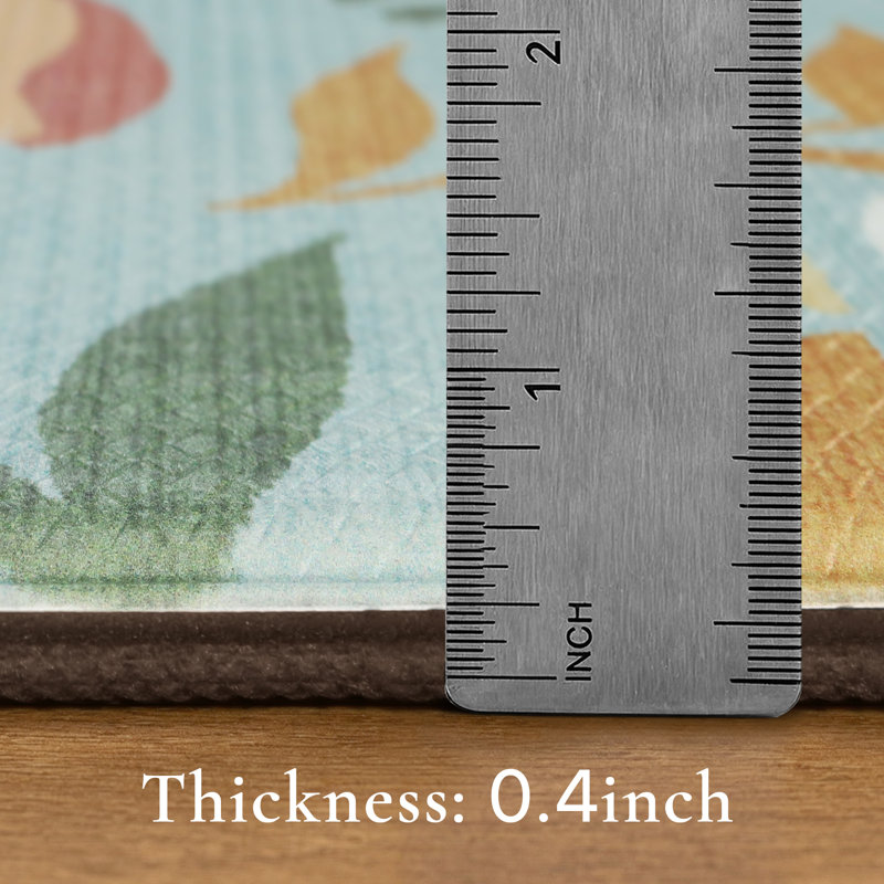 Modern Floral Anti Fatigue Memory Foam Kitchen Mat, Green