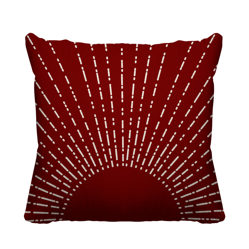 Coussin intérieur / extérieur Sunny Boho Starbusrt, L 15 po x H 15 po, Rouge