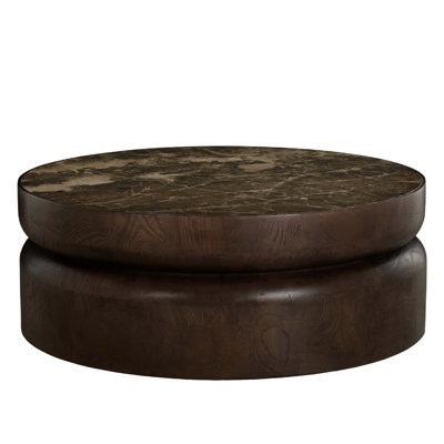 Summit Ash Burl Circle Pedestal Coffee Table - Dusk, 48 In. W X 17.5 In. H