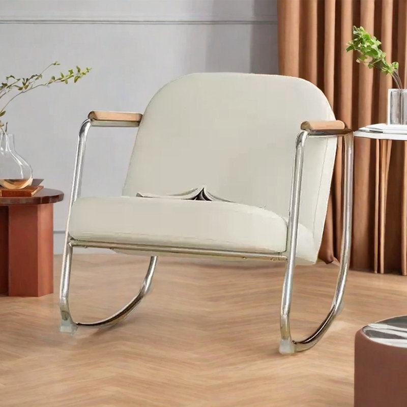 Chaise berçante ergonomique imperméable en similicuir, Beige