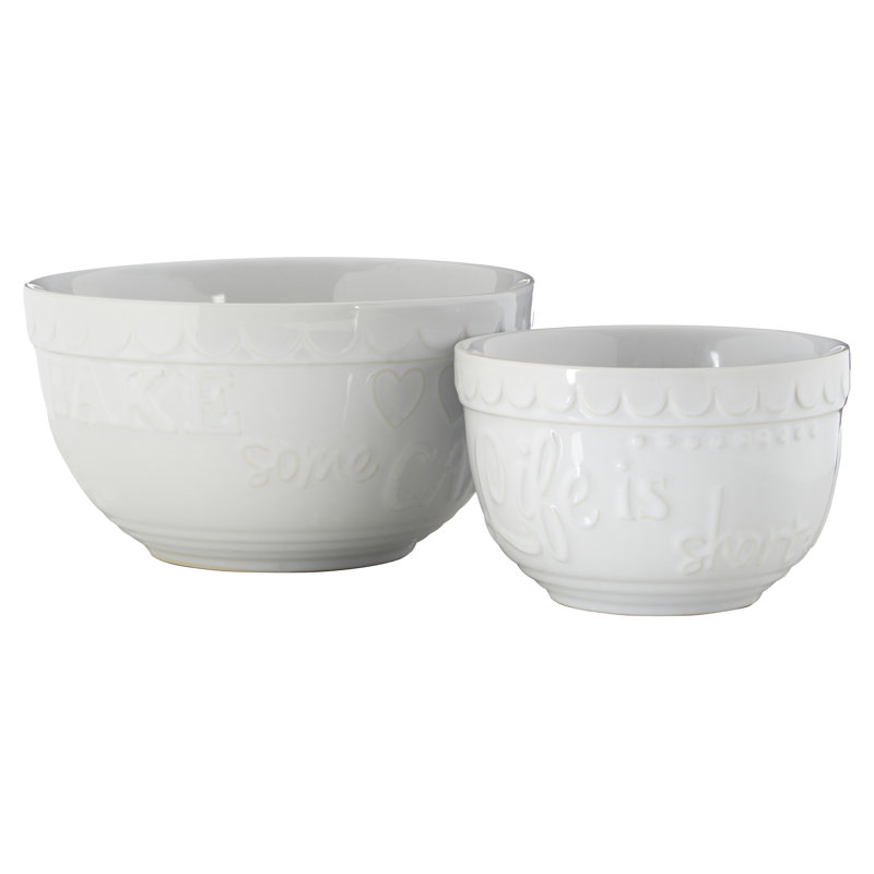 Gigi 2 Piece Stoneware Mixing Bowl Set, White