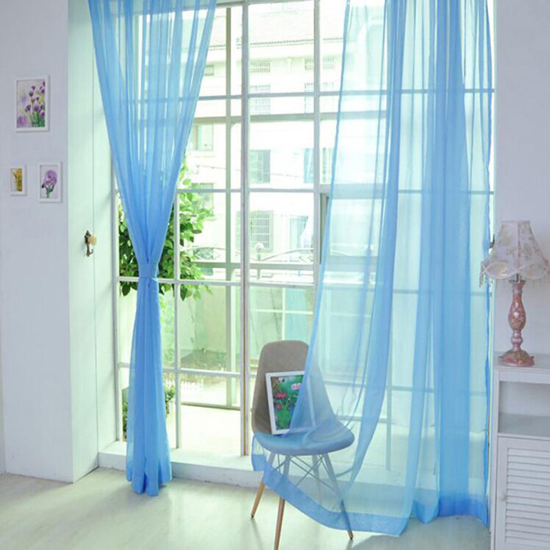 Lachlan Sheer Voile Window Curtain Panel, Blue
