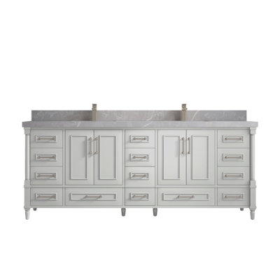 Meuble-lavabo double 84 po avec comptoir en quartz Aberdeen