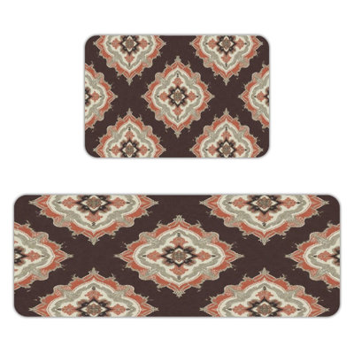 Elegant Ornate Pattern, Kitchen Mats Set Of 2