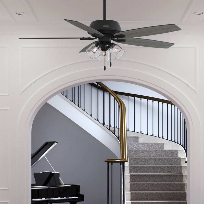 Ventilateur 60 pales 60 lumières avec lumières et chaînes à tirer 60 po Dondra, Noir mat