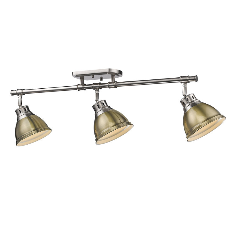 Bryannah 3-Light Semi-Flush - Track Light, Aged Brass, Pewter