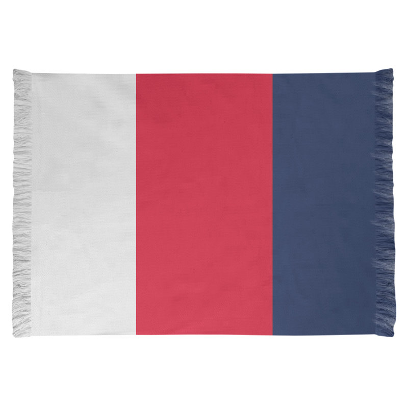Tapis blanc/rouge/bleu marine tissé à plat Cleveland, Non