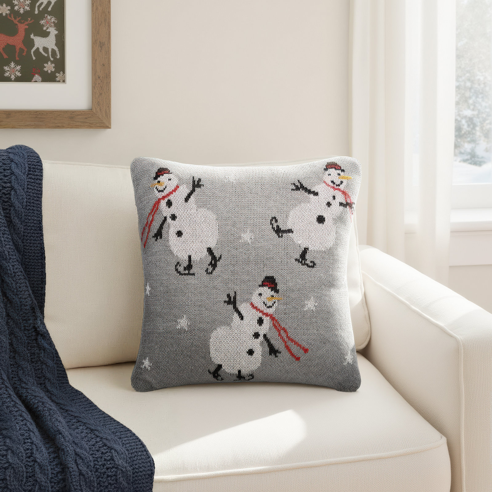 12" x 12" Snowman Throw Pillow