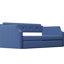 Lit de jour simple bleu tapissier avec couchette - tissu de lin, support solide à lattes de bois stables, lit-762494934