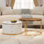 Table basse gigogne moderne 2 pièces avec tiroirs et plateau en verre trempé brun moderne 27,6 po-836350818-836350820