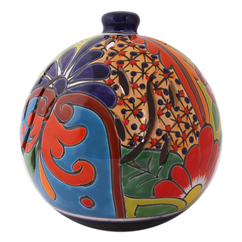 Lanterne ronde en céramique fabriquée à la main Winston Porter Talavera