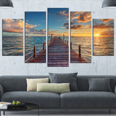 « brillante soleil over sea », ensemble de 5 reproductions de photos sur toiles tendues