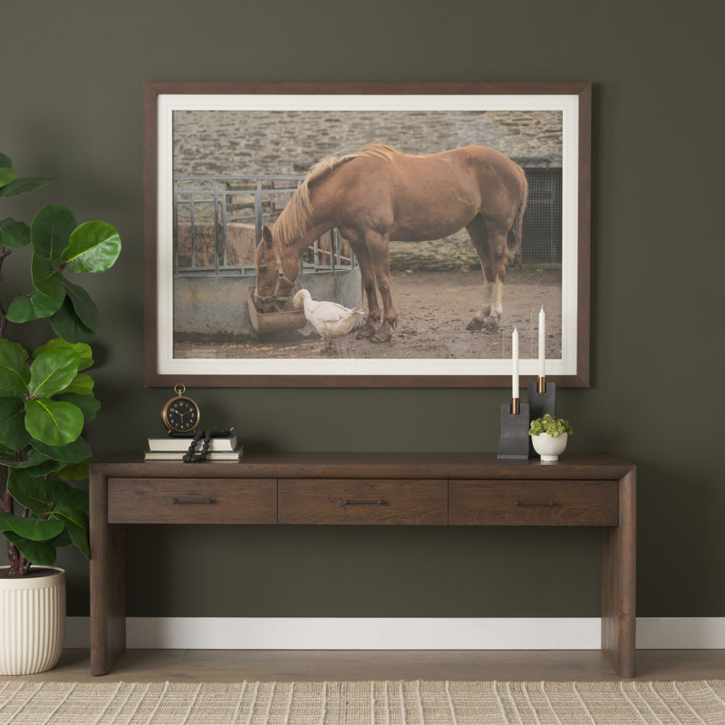 Console en bois de chêne brun clair 72 "Belford, Marron foncé