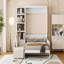 Grand lit escamotable mural avec canapé et tablettes, blanc