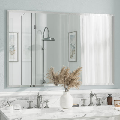 Aevar Tempered Glass and Beveled French Cleat Mounted Wall Mirror with 5-Year Warranty