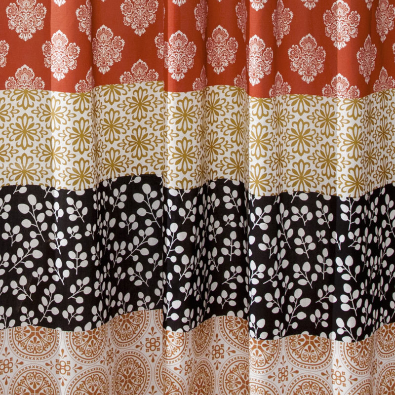 Bohemian Turquoise and Orange Polyester Light-Filtering Curtain Panels