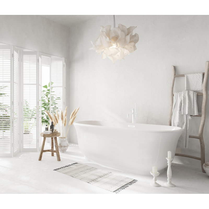 Baignoire de trempage autoportante en acrylique 67 po. X 31 po. Chaylynn, Blanc poli