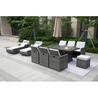 Aliaksey 10 - Person Patio Conversation Set with Cushions