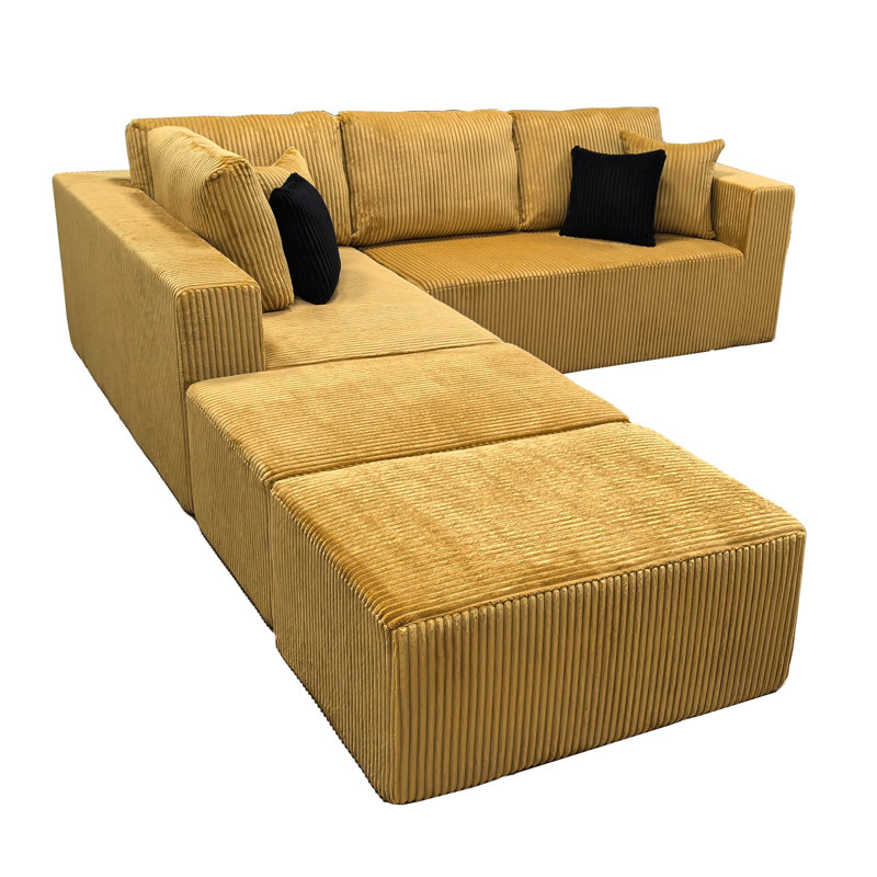 Canapé modulaire Boneless Fernvale, Velours côtelé gingembre