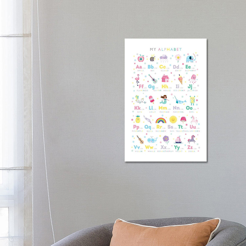 Pastel Alphabet Print by Paper Paint Pixels - Wrapped Canvas Print, 66.04 cm H x 45.72 cm W x 1.91 cm D