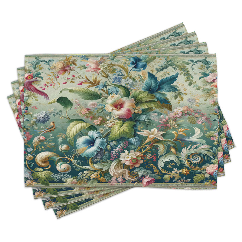 Polyester Green Multicolor Rectangle Placemat