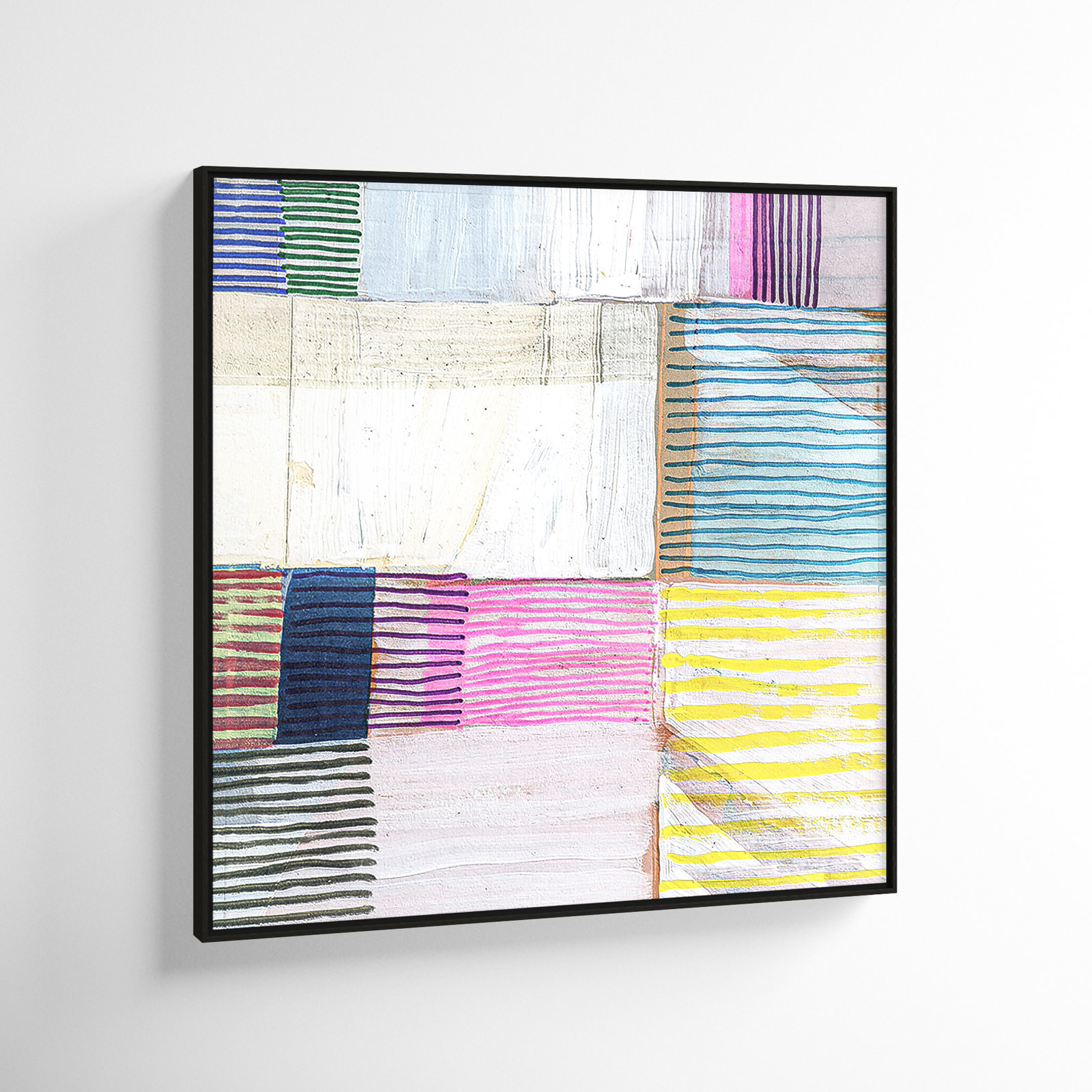 Clarendon "Bright Net II" Painting by Cartissi, Espresso Framed, 37.5" H x 37.5" W x 2" D
