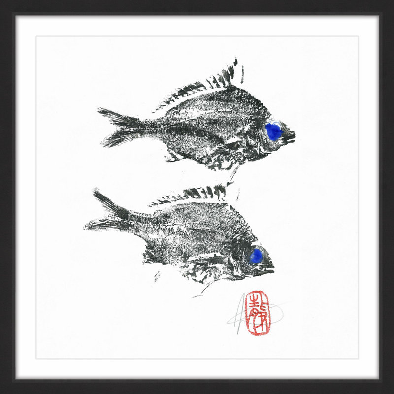 Black Framed Square Fish Print on High-Resolution Paper