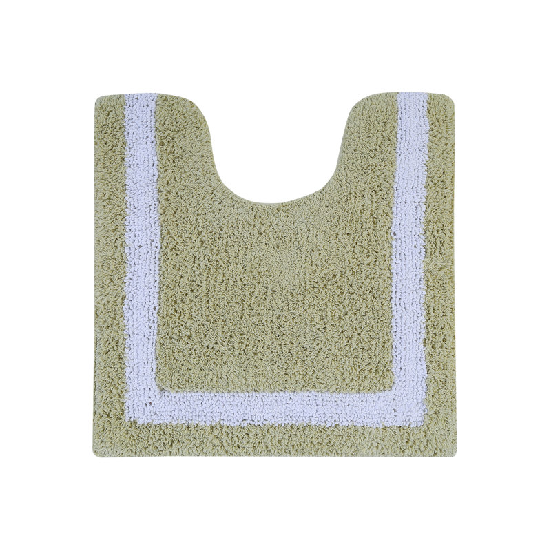 Sage and White Cotton Tufted Reversible Bath Rug Set