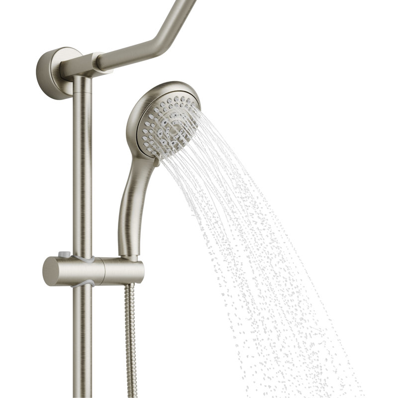 Brushed Nickel Adjustable Rain Shower System with Handheld