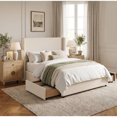 Ana Upholstered Bed with Storage Drawers