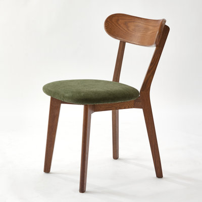 Solid Oak Upholstered Dining Chair with Removable Cover - Set of 4