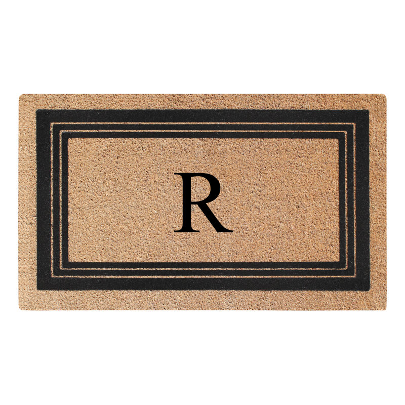 Monogrammed Triple Classic Border Natural Coir Door Mat with PVC Backing – Heavy-Duty, Anti-Shed & Easy to Clean, 30" x 18"