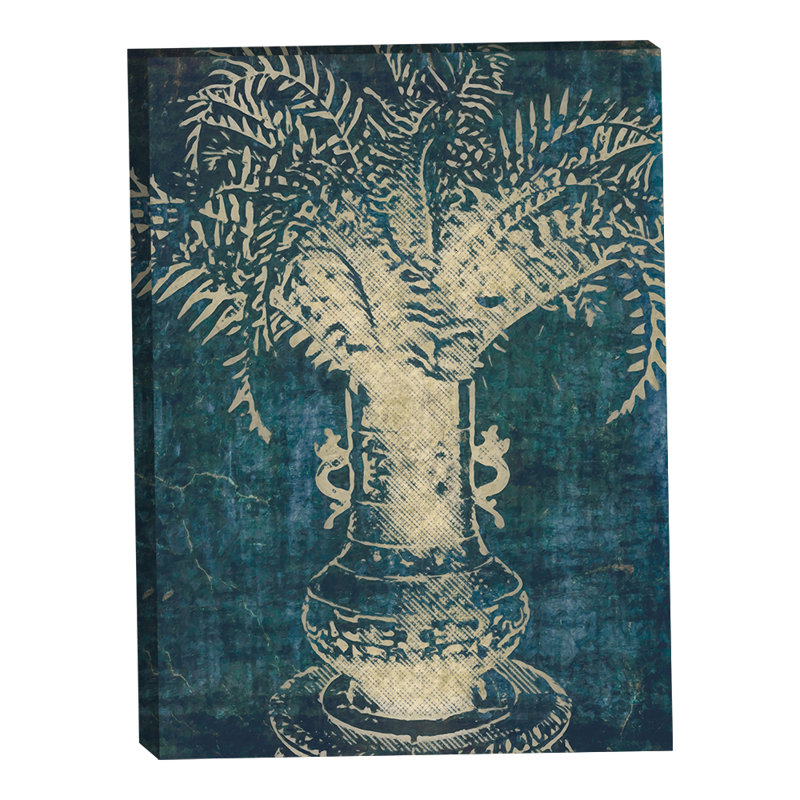 Fougère dans un vase Batik sarcelle 30 x 40