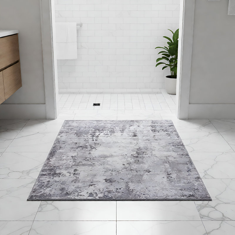 MARFI Collection Light Grey Abstract Doormat Rug, Rectangle 2' x 3'