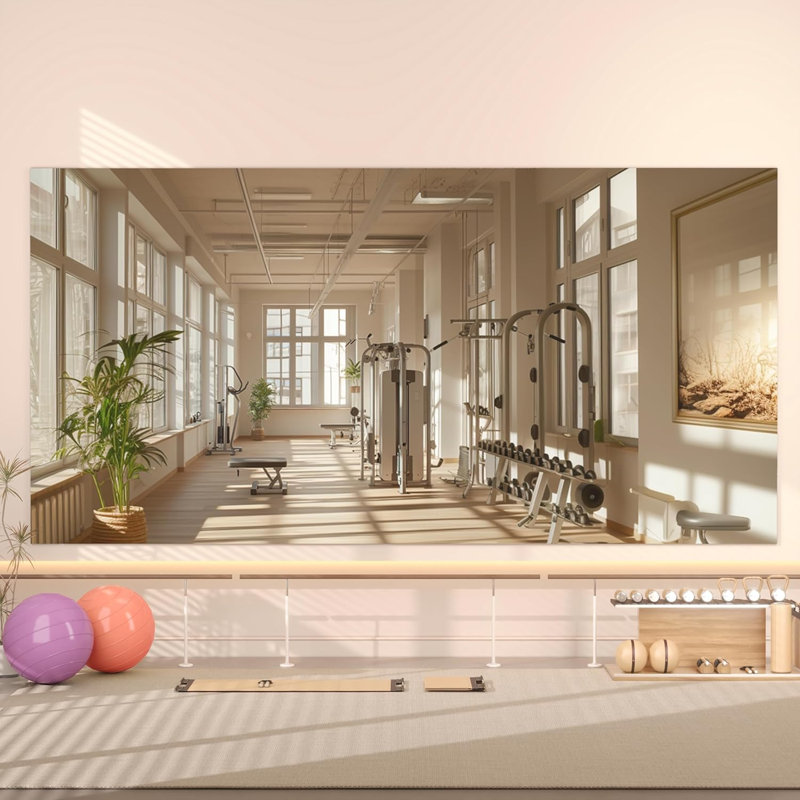 Home Gym Mirror, Large Mirror Full Length, Mounted Full Body Mirror, Frameless Mirror Tiles for Workout, Yoga, Garage, Bedroom, Dance