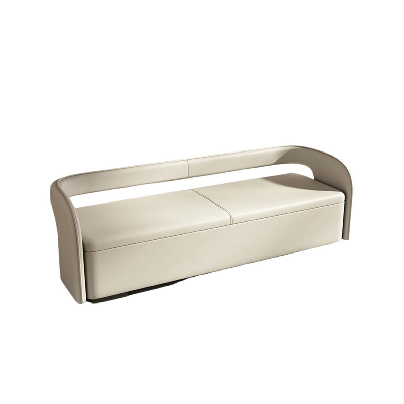 Rozzlyn Faux Fur Upholstered Storage Bench, 23.62” H x 70.86” W x 21.65” D, Cream