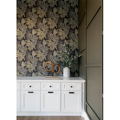Scott Living Alocasia Blue Tropical Foliage Wallpaper In White