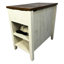Table de chevet avec rangement et fonction de charge, brun blanc, pour la chambre à coucher, porte de grange de table de bout de salon, style moderne