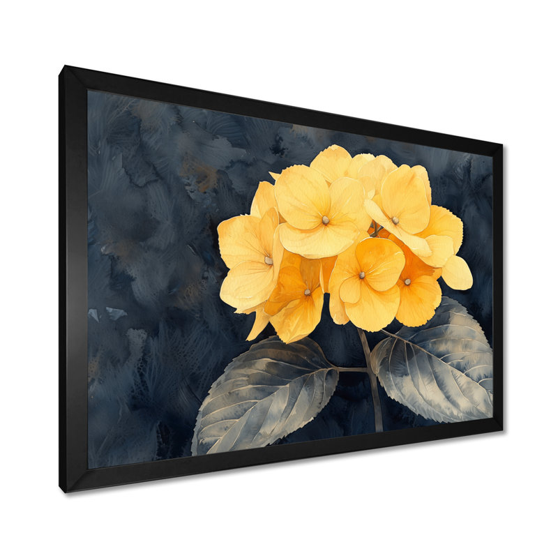 Hirsch - Floral Large Wall Art, Single Picture Frame Print without Mat, Black, 30" H x 40 W