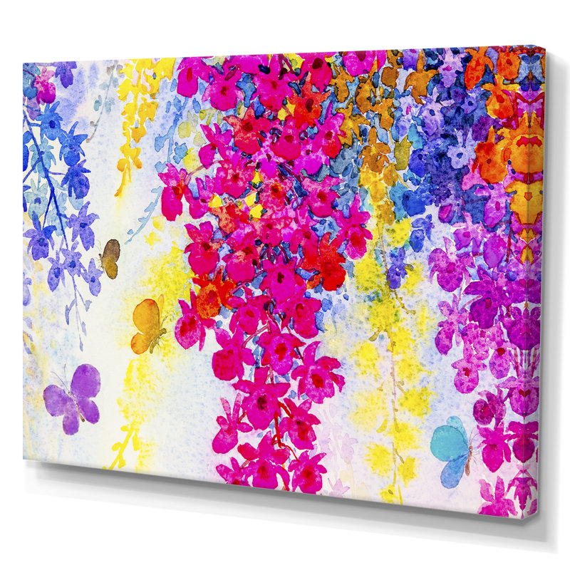 «Colorfull Blooming Flowers Composition VII», reproduction sur toile flottante, H 8 po x l 12 po x P 1 po, Toile tendue
