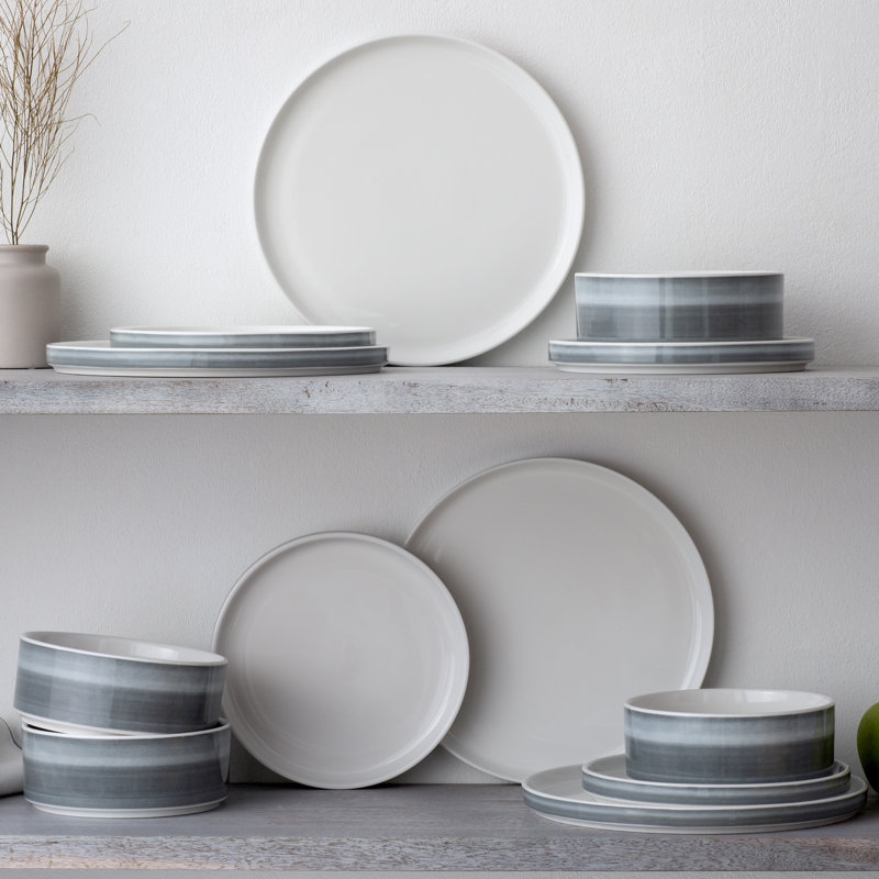 Noritake Colorstax Ombre 12-Piece Dinnerware Set, Service for 4, Charcoal