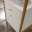 Bureau en L avec plateau en verre, finition blanche