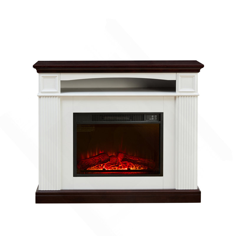 Foyer électrique avec tablette de manteau de cheminée, chauffe-foyer autoportant avec flamme DEL, foyer encastrable de 23 pouces dans la chambre à coucher et le salon