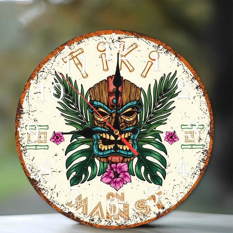 Horloge murale en bois 10 po, mouvement silencieux, à piles (piles AA non incluses), décor artistique, parfait pour les décorations