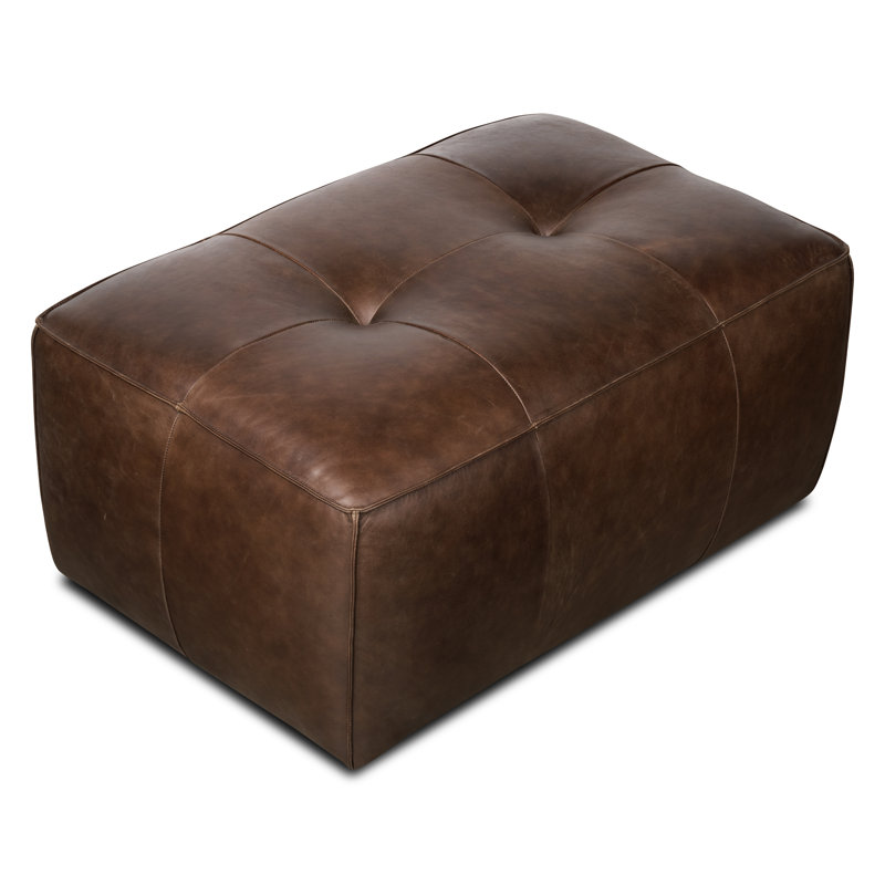 Repose-pieds en cuir italien Capa, Cuir véritable brun chocolat