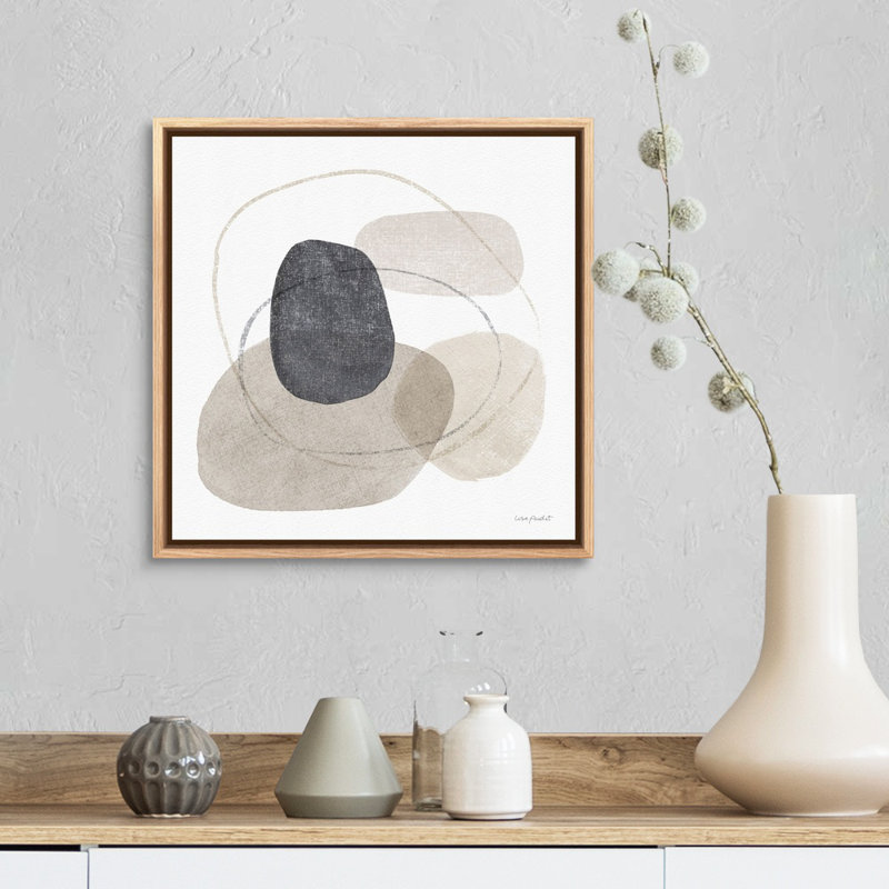 «Think Neutral 10» par Lisa Audit - Peinture sur toile, Toile naturelle avec cadre flottant, H 17,25 po x l 17,25 po, Naturel