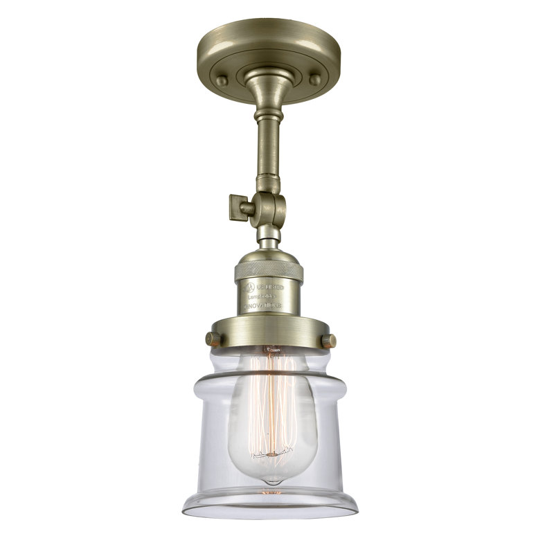 Plafonnier semi-encastré 1 lumière 6 po Alexandira, Laiton antique, Transparent, Ampoule non incluse