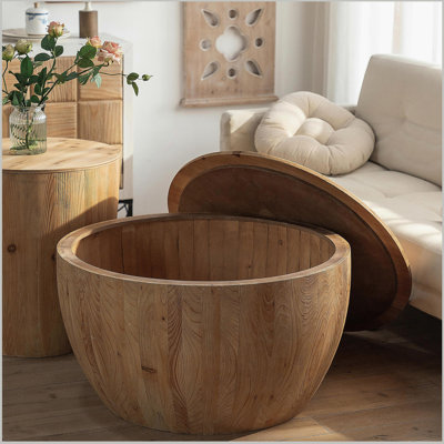 Vintage Style Bucket Shaped Coffee Table for Office, Dining Room and Living Room